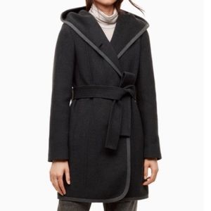 Aritzia Wilfred Borda Wool Cashmere Hooded Coat black